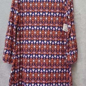 J Khaki Kids Girls Long Sleeve Dress Tangerine December With Blue Bow SZ S